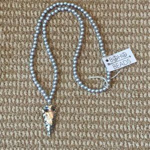 Boho Beads Silver Arrowhead Necklace NWT